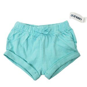NEW Old Navy‎ Blue Aqua Pull On Shorts Infant Girl's Size 6-12 Months